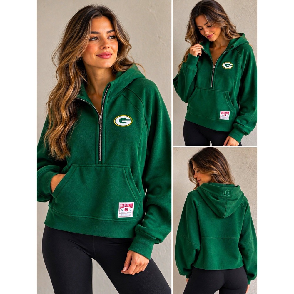 lululemon Green Bay Packers Scuba Half-Zip Hoodie M/L NWT Alouette